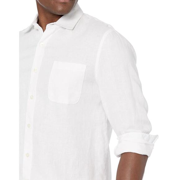 28 Palms White Linen Button-Down Shirt Men’s M Long Sleeve Resort Casual - Picture 1 of 7